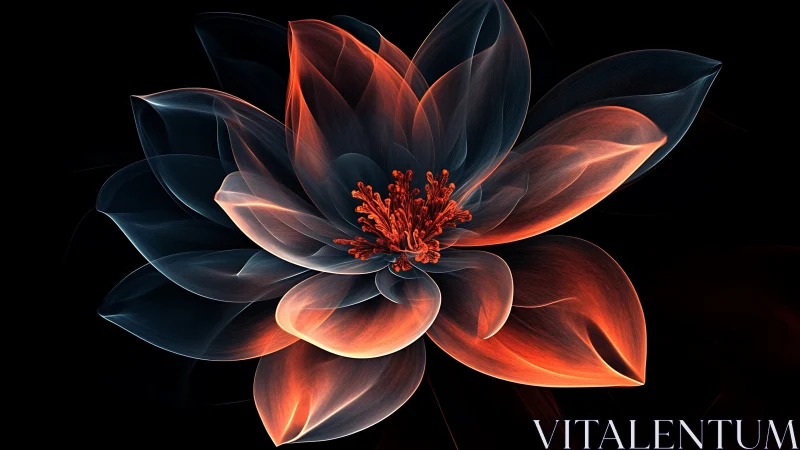 Digital abstract flower form renders translucent layered petals