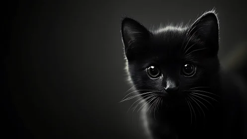 Mesmerizing Black Cat Gazes with Luminous Eyes and Soul