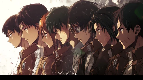 Resolute anime squad marches toward stormlit destiny.