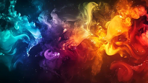 Cosmic color storm swirling through a nebula of inked fire.