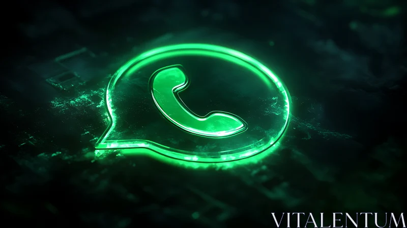 Neon green chat icon rendered with glowing holographic edge.