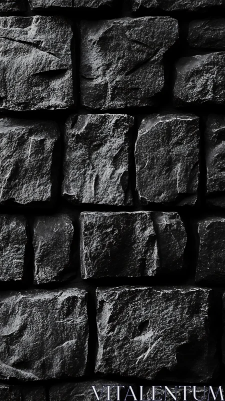 Shadowed stone wall with rugged dark bricks and depth.