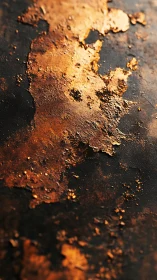 Corroded metallic surface reveals warm oxidized patina in macro view