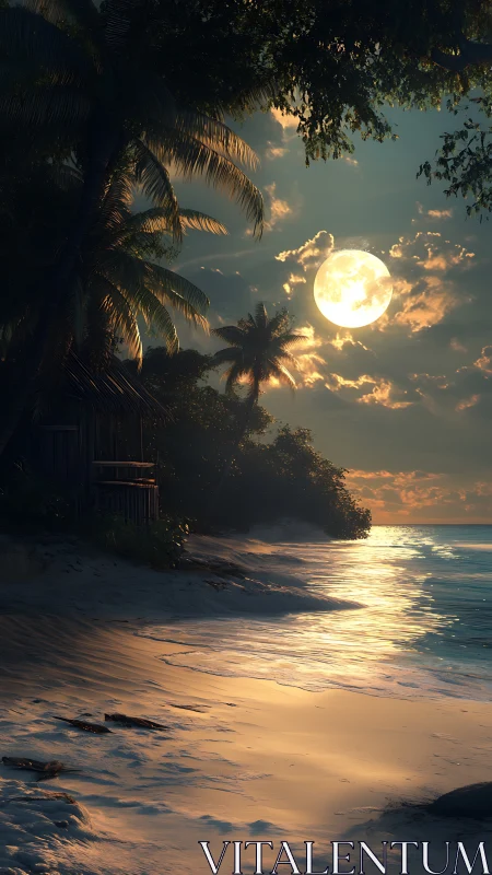 Moonrise Sanctuary Where Palms Dance with Celestial Fire