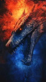 Fiery and frozen dragon head divides a world in conflict