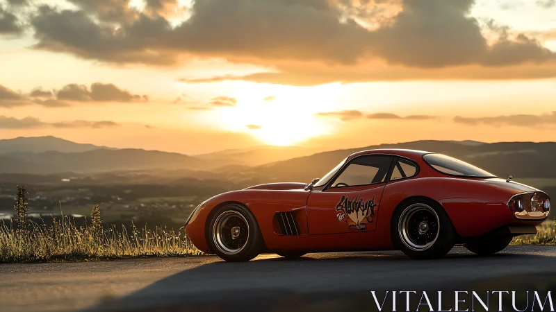 Sunset racer rests above valleys in molten gold light.