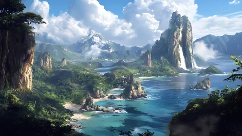 Tropical Paradise With Dramatic Cliffs and Turquoise Waters