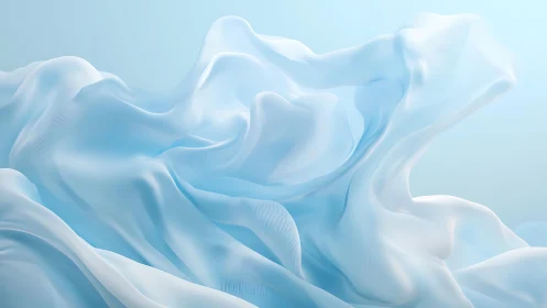 Ethereal Flowing Blue Fabric in Minimalist Abstract Style.
