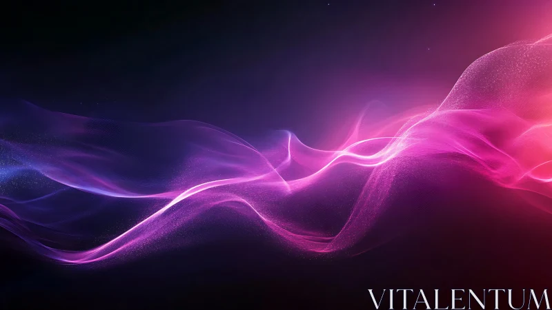 Vibrant pink and purple light waves on dark background.