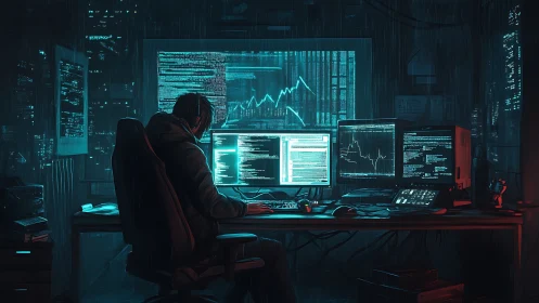 Hooded programmer monitors multiple code and data screens