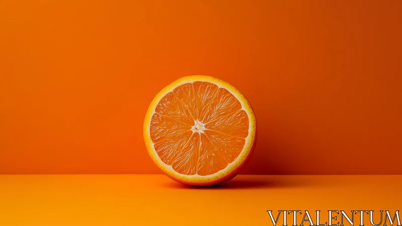 Orange half rests on monochrome orange studio background