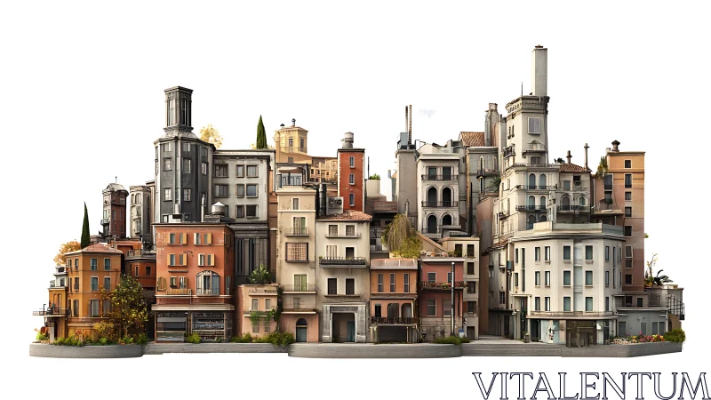 Layered miniature cityscape stacked in poetic urban tiers.