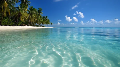 Tropical Coastal Landscape with Palm Trees and Turquoise Waters.