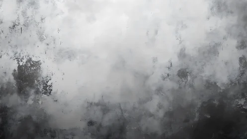 Monochrome fog textures merge with distressed concrete plane