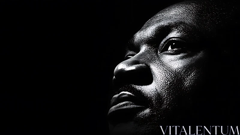 Dramatic low key portrait studies resilience in shadowed light