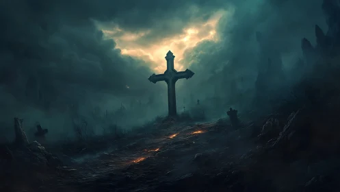 Stormlit graveyard path welcomes quiet reflection and awe