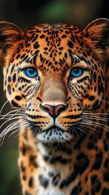 Sapphire-eyed leopard stares through the jungle hush.