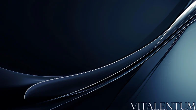 Sleek Abstract Blue and Black Digital Art with Glossy Curves.