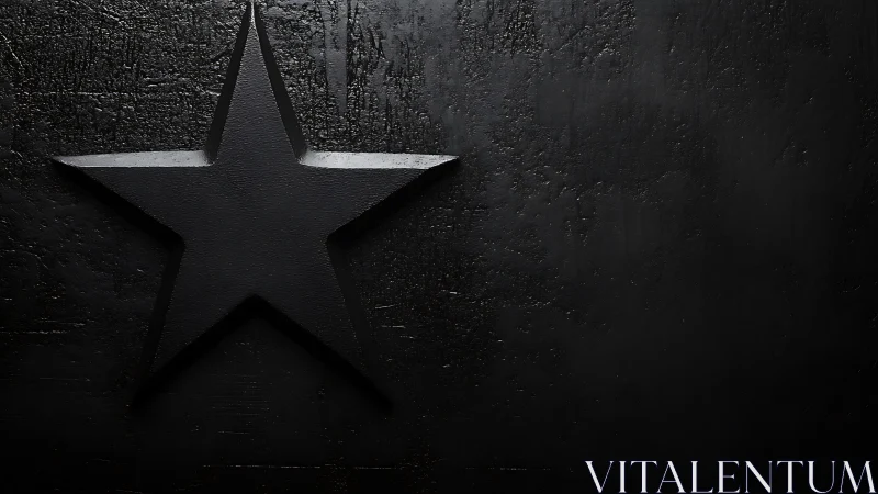 Quiet black star resting gently on a textured dark wall.