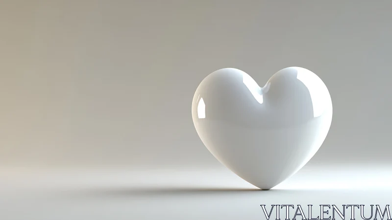 Glossy white heart form with specular highlights and soft shadow geometry