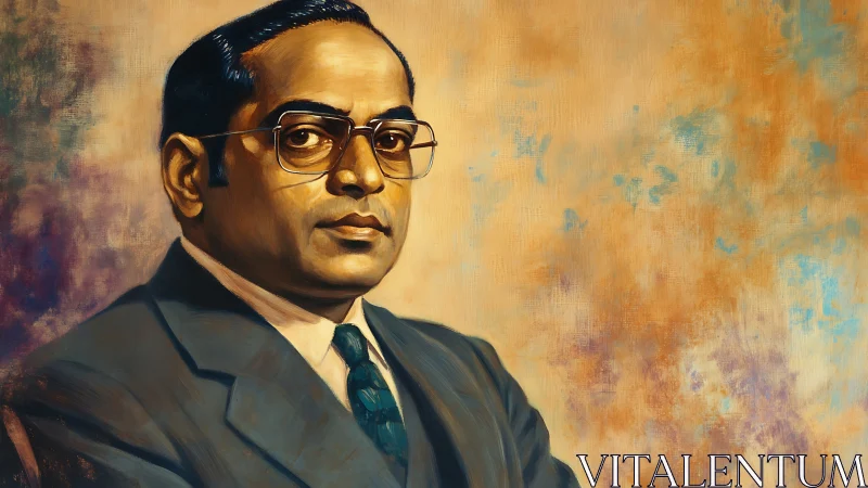 Formal male portrait with warm textured bokeh background, oil-rendered