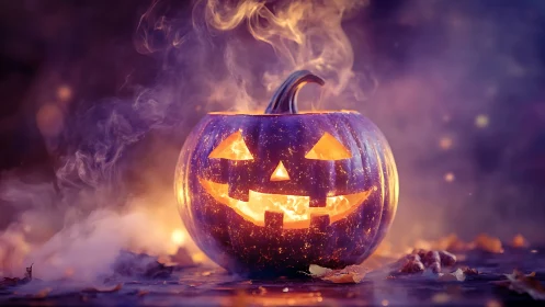 Glowing Jack-o'-Lantern with Mystic Smoke.