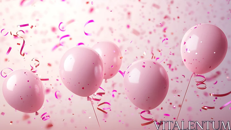 Pink Balloons Burst Through Confetti in Festive Celebration