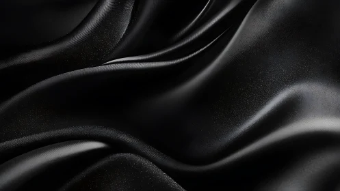 Glossy black fabric with undulating surface texture and highlights