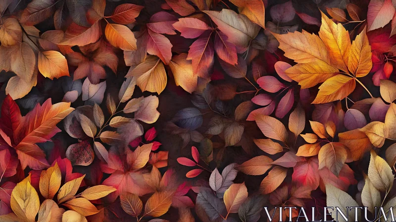 Rustling Autumn Mosaic of Ember Leaves in Velvet Shadow.