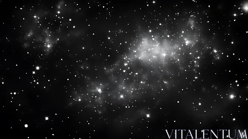 Dense starfield stretches across deep monochrome space