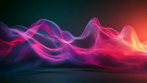 Glowing waves of neon light drifting through tranquil night.