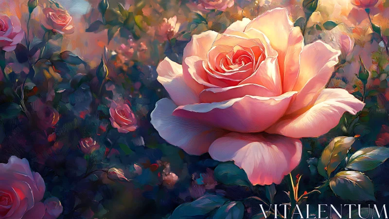 Glowing Rose Garden: Where Beauty and Light Dance.