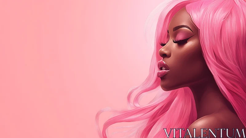 Cotton-candy winds cradle a neon-pink daydream portrait