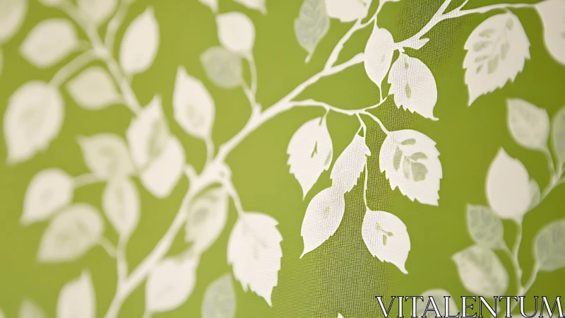 Leafy branch silhouette pattern on lime green backdrop.