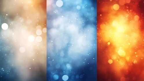 Glow of soft bokeh lights shifts from cool calm to warm fire