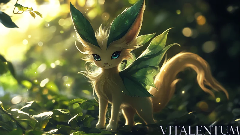Leaf-eared forest creature in luminous bokeh woodland light.