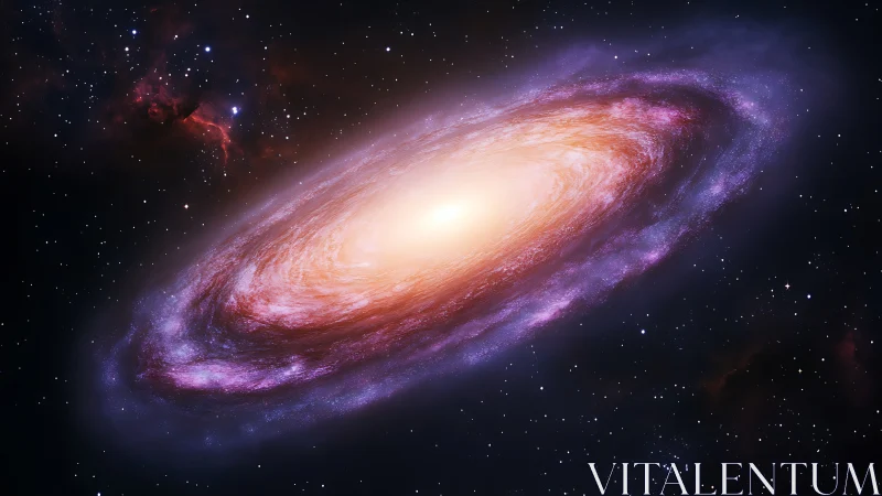 Spiral galaxy glow with bright core in deep starfield.