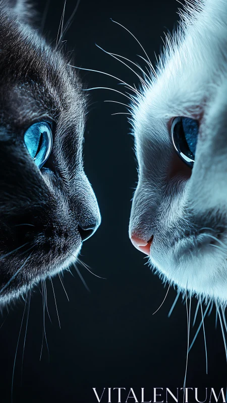 Black and White Cat Faces. Striking Blue Eyes.