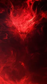 Infernal smoke demon emerging from swirling crimson fire.