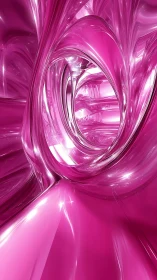 3D magenta vortex with reflective tubular surfaces and depth mapping.
