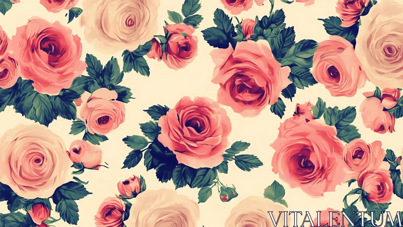 Layered Rose Composition: Digital Botanical Rendering with Radial Depth Variance