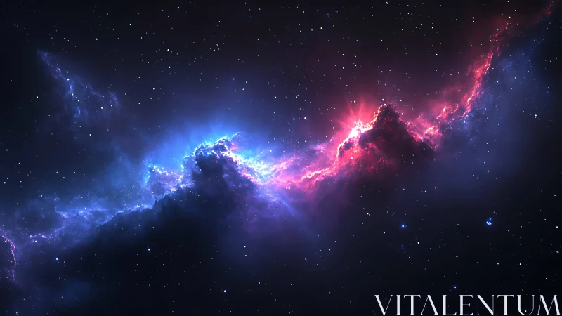 Digital nebula panorama with dual-tone cosmic rim lighting.