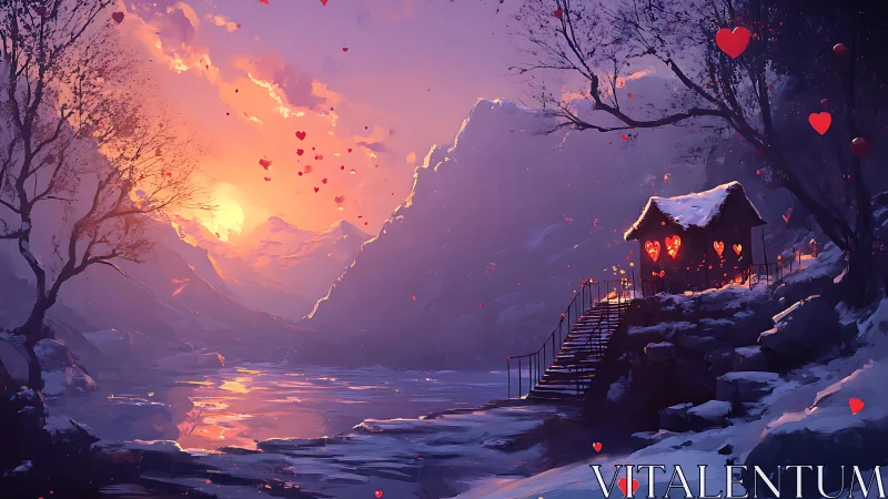 Luminous Sanctuary: Floating House Beneath Aurora Heart.