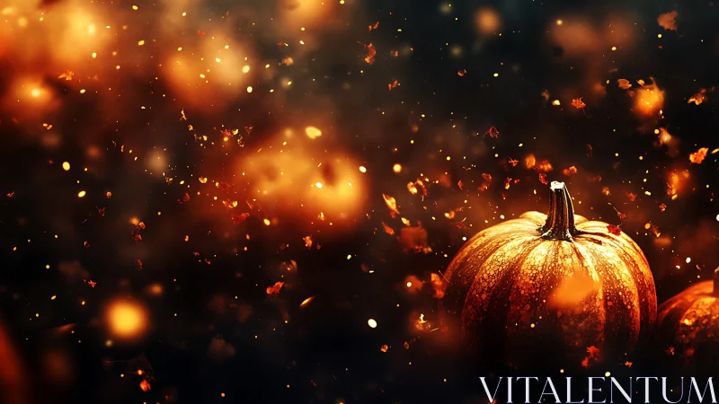 Golden Pumpkin Rendered Through Volumetric Fire Effects.