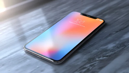 Smartphone Display Rendering with Gradient UI and Notch Architecture.