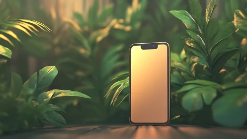 Glowing Device Nestled Among Verdant Garden Whispers