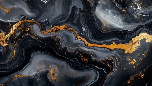 Black marbled surface shows flowing metallic gold veins