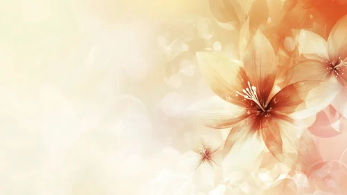 Amber Petals Dancing Through Luminous Fog.