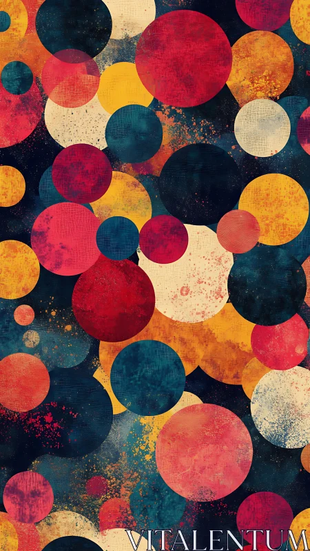 Vibrant textured circles drift across a deep night backdrop