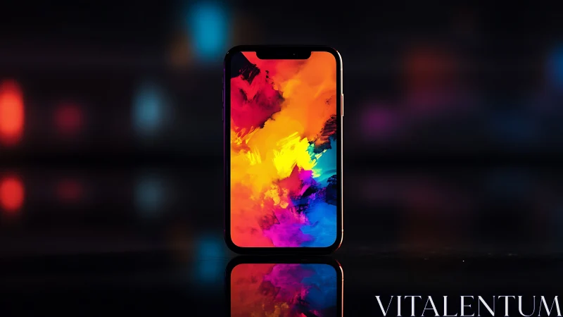 Premium Smartphone Displaying Vibrant Gradient Wallpaper Design
